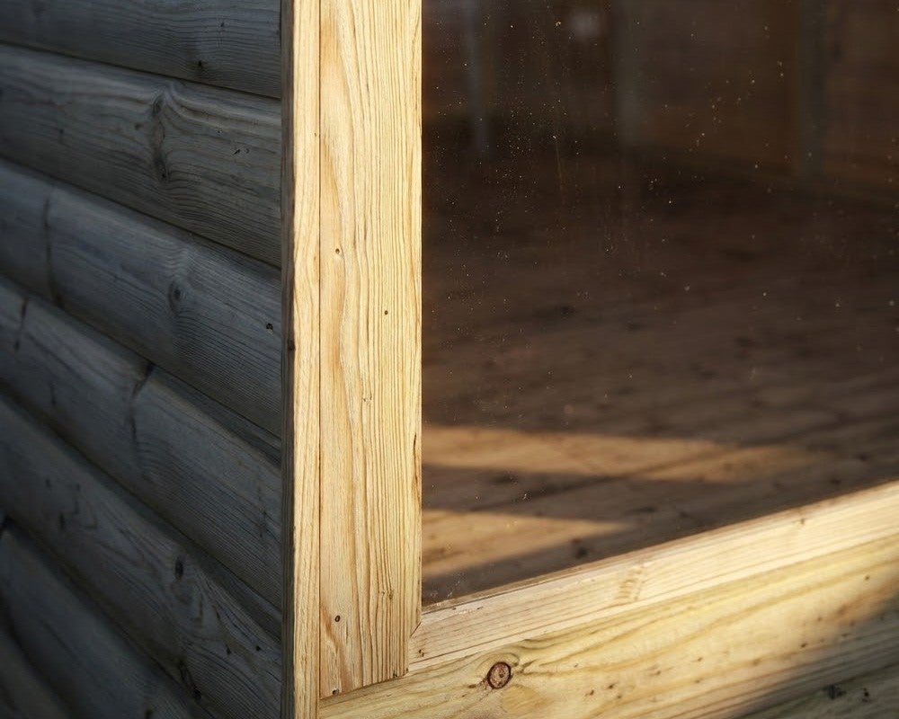 The Apex Shed 16mm pressure treated log lap cladding Garden building ...