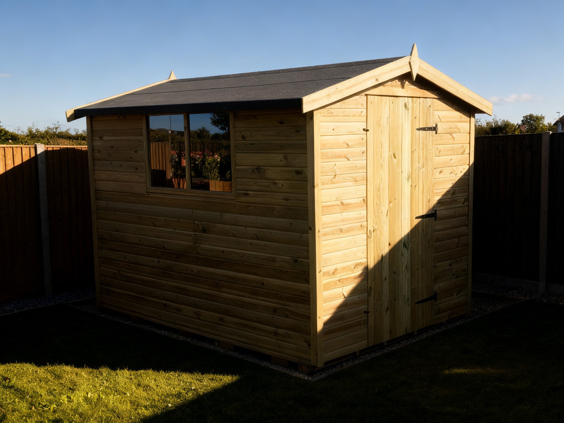 Loglap Cladding On Building The Apex Shed 16mm pressure treated log lap cladding Garden building ...