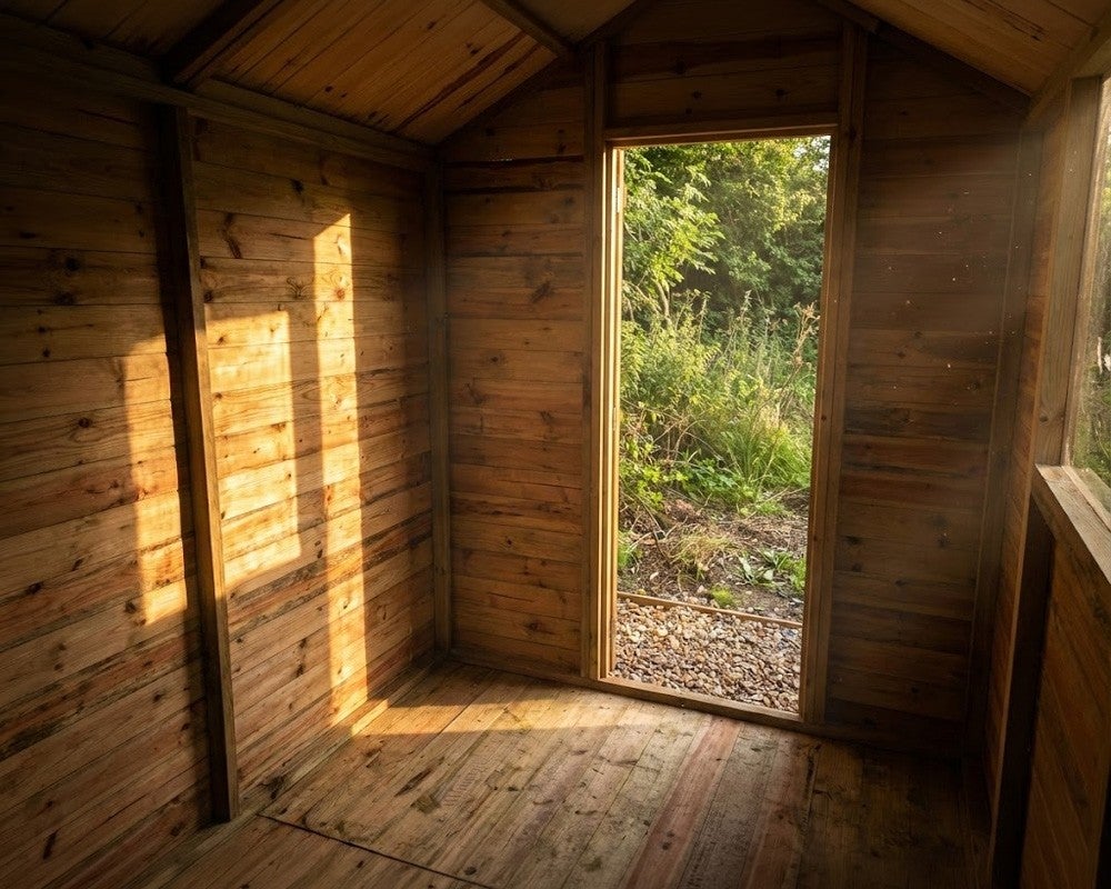 Loglap Cladding On Building The Apex Shed 16mm pressure treated log lap cladding Garden building ...